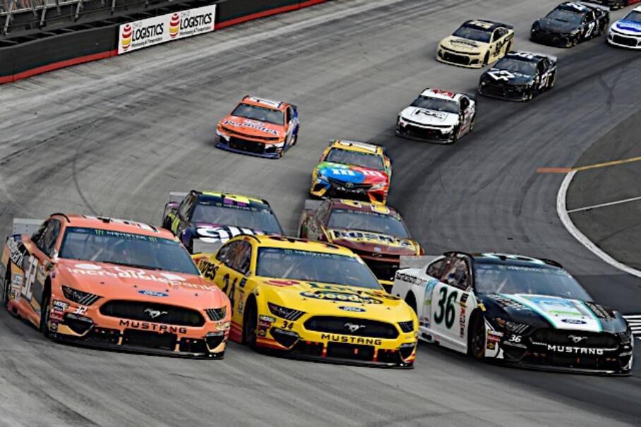 Four Mustang drivers finished in the top 10 in the NASCAR Cup series race at Bristol, Tenn. Four Mustang drivers finished in the top 10 in the NASCAR Cup series race at Bristol, Tenn.